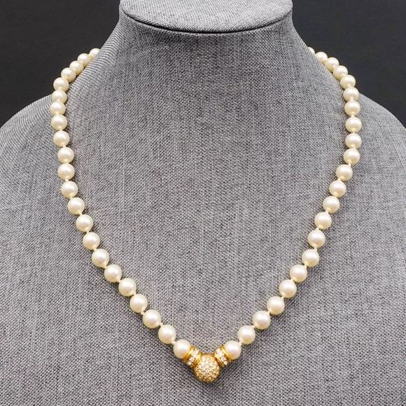 Vintage 80-90s Christian DIOR Glass Pearl Reversible Runway Necklace - Picture 8 of 14